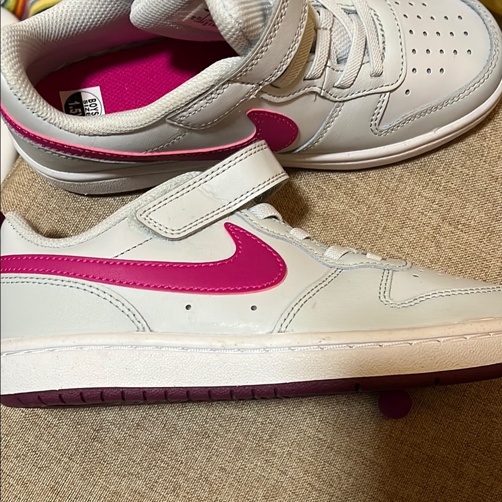 Nike Kids' White and Pink Sneakers